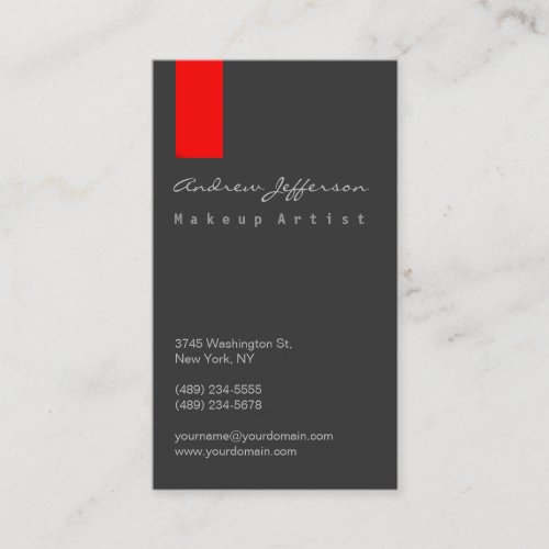 Gray Red Professional Script Artist Business Card