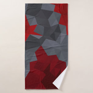 Gray, red randomly arranged triangles. bath towel set
