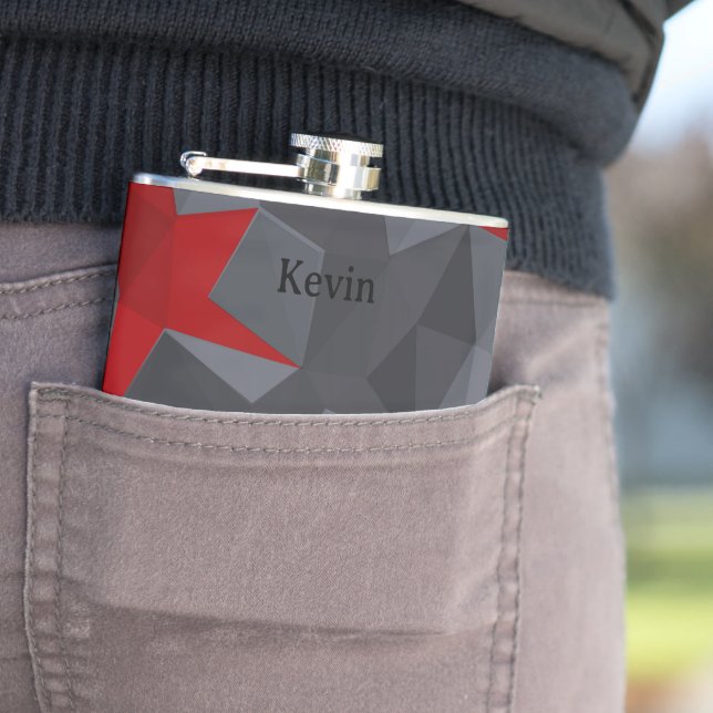 Gray, red randomly arranged triangles. flask (In Situ)