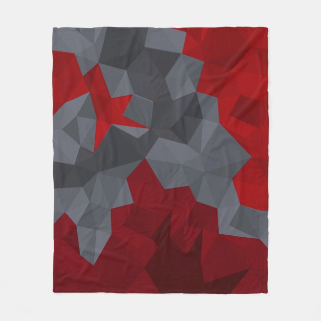 Gray, red randomly arranged triangles. fleece blanket (Front)