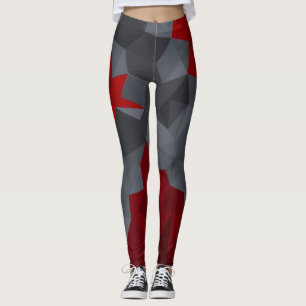 Gray, red randomly arranged triangles. leggings