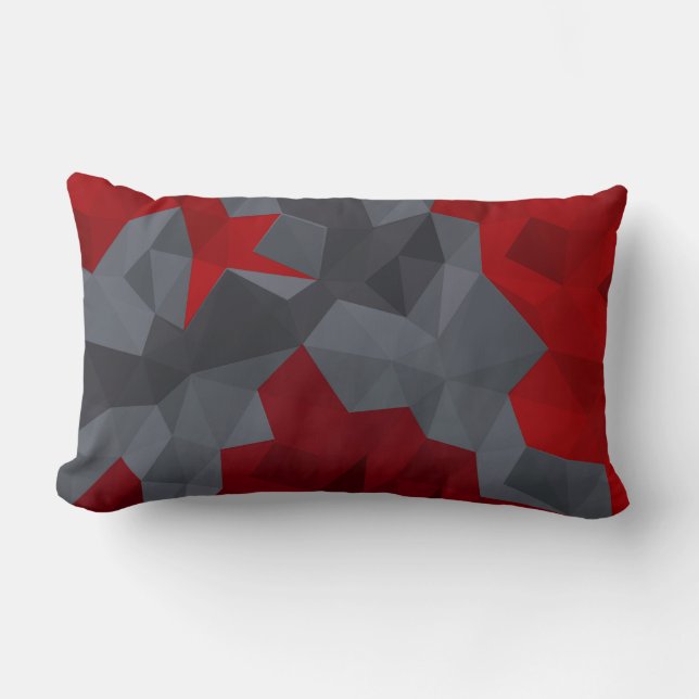 Gray, red randomly arranged triangles. lumbar pillow (Front)
