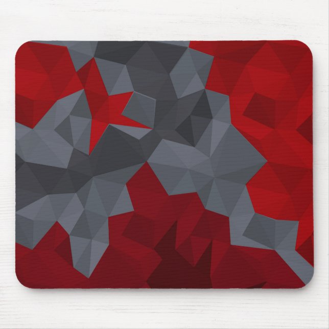 Gray, red randomly arranged triangles. mouse pad (Front)