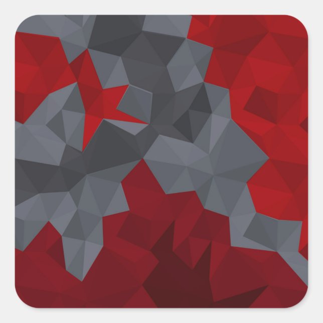 Gray, red randomly arranged triangles. square sticker (Front)