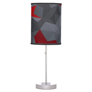 Gray, red randomly arranged triangles. table lamp