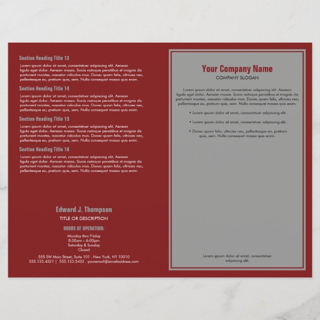 Gray Red Simple Border Brochure (Front)