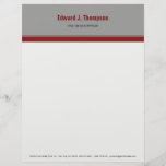 Gray Red Simple Border Letterhead<br><div class="desc">Minimalist Antique Silver Grey Business Letter Office Paper With Bing Cherry Red Colored Classic Double Border. This product features a classic simple and professional double border design with one thin line and one thick line. There is plenty of room to customize this product for your business needs. This sleek and...</div>