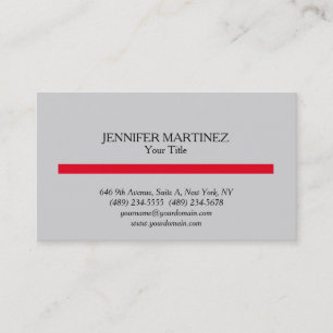 Gray Red Stripe Unique Original Plain Minimalist Business Card