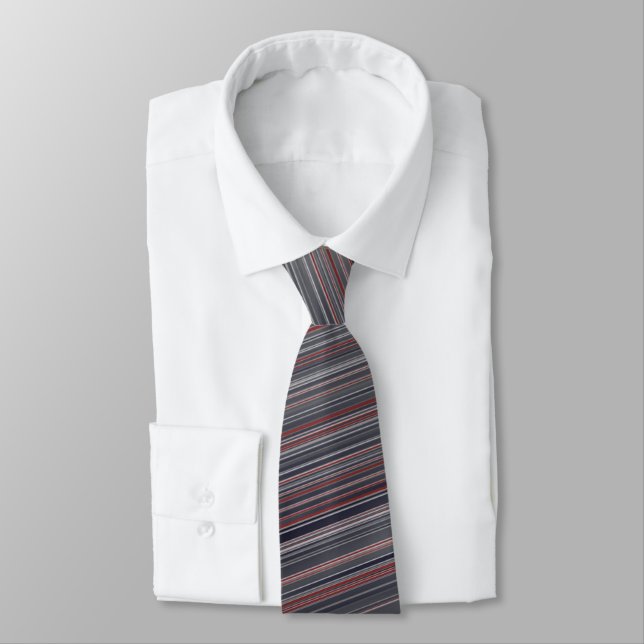 Gray & Red Stripes Neck Tie (Tied)