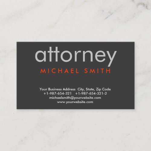 Gray Red Trendy Attorney at Law Business Card