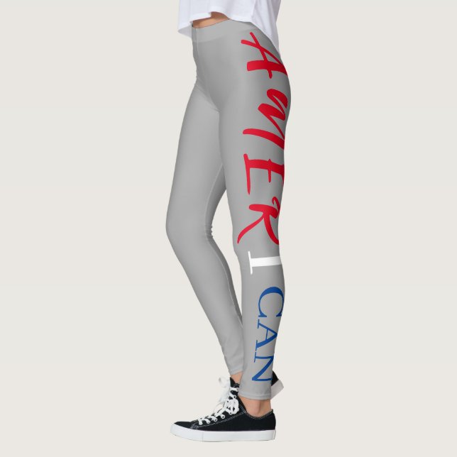 Gray Red White Blue Black Woman African America Le Leggings (Left)