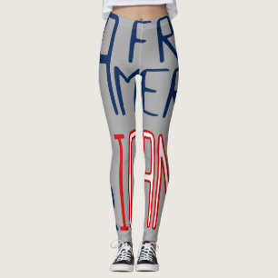 Gray Red White Blue Black Woman African America Leggings