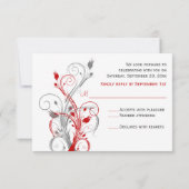 Gray, Red, White Floral RSVP Card (Back)