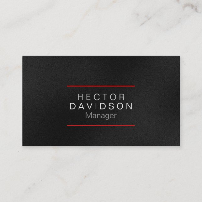 Gray Red White Simple Modern Business Card (Front)