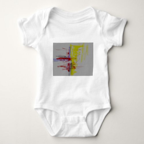 Gray Red Yellow Abstract Expressionist Baby Bodysuit