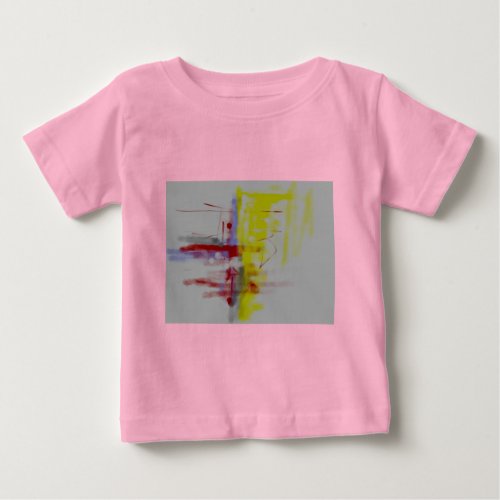 Gray Red Yellow Abstract Expressionist Baby T_Shirt