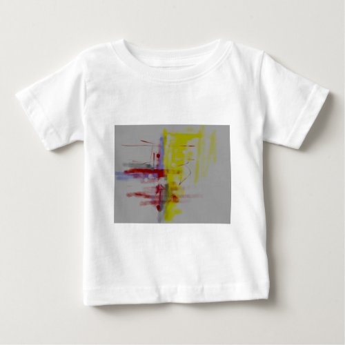 Gray Red Yellow Abstract Expressionist Baby T_Shirt