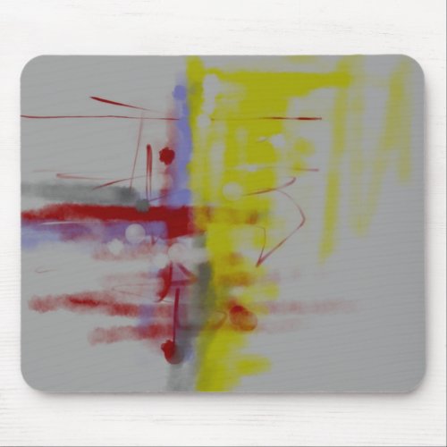 Gray Red Yellow Abstract Expressionist Mouse Pad