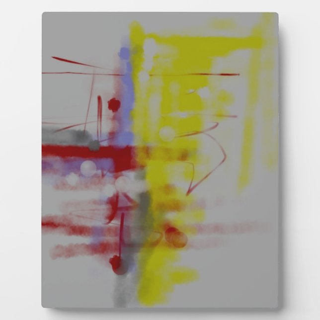 Gray Red Yellow Abstract Expressionist Plaque (Front)