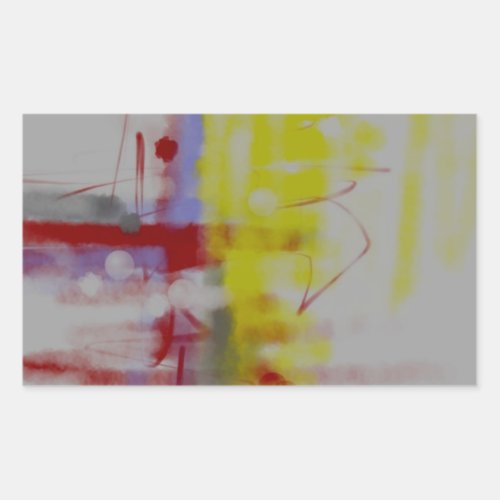 Gray Red Yellow Abstract Expressionist Rectangular Sticker