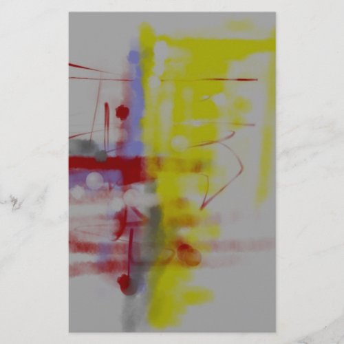 Gray Red Yellow Abstract Expressionist Stationery