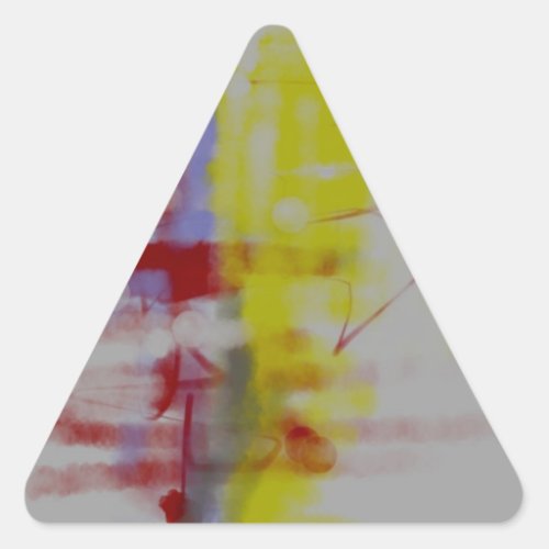 Gray Red Yellow Abstract Expressionist Triangle Sticker