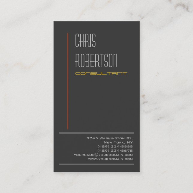 Gray Red Yellow Attractive Charming Business Card (Front)
