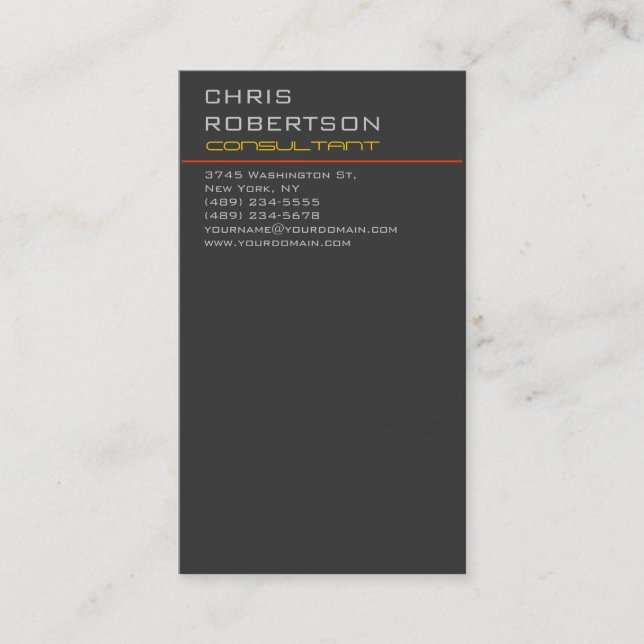 Gray Red Yellow Attractive Charming Business Card (Front)