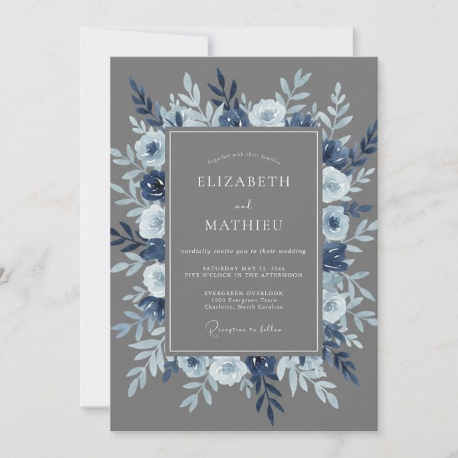 Gray Refined Winter Wedding Invitation (Front)