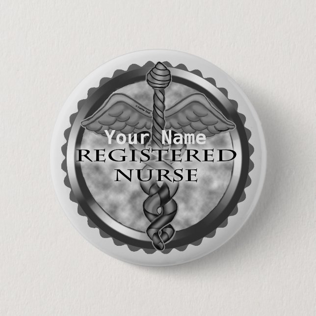 Gray Registered Nurse Button (Front)