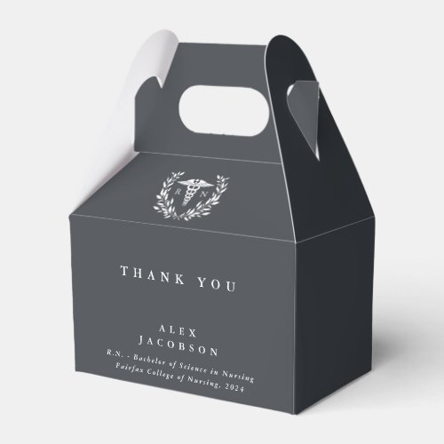 Gray Registered NurseCaduceus Graduation Favor Boxes