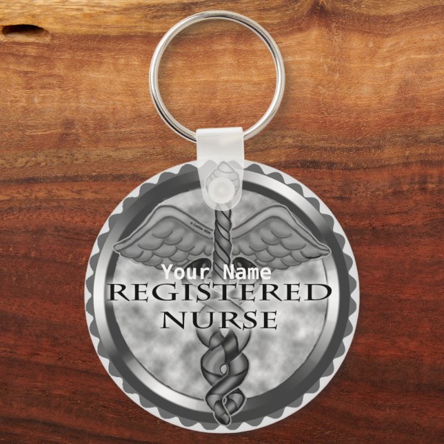 Gray Registered Nurse Keychain (Front)