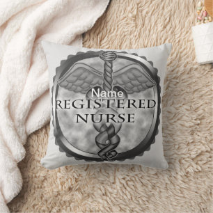 Gray Registered Nurse Throw Pillow