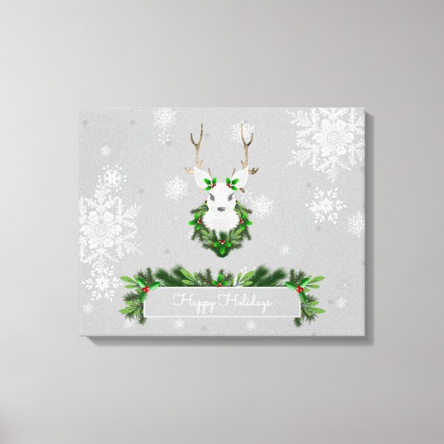 Gray Reindeer Canvas Print (Front)