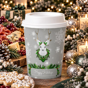 Gray Reindeer Christmas Paper Cup