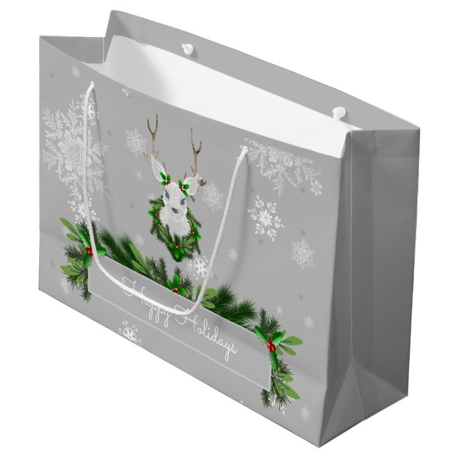 Gray Reindeer Gift Bag (Front Angled)