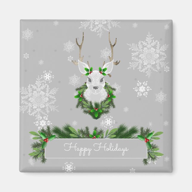 Gray Reindeer Magnet (Front)