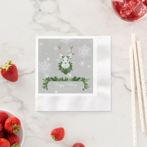 Gray Reindeer Paper Napkin