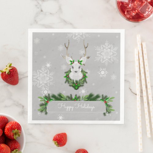 Gray Reindeer Paper Napkin