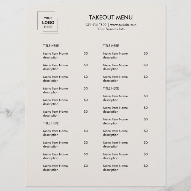 Gray Restaurant Logo Takeout Menu Flyer Design (Front)