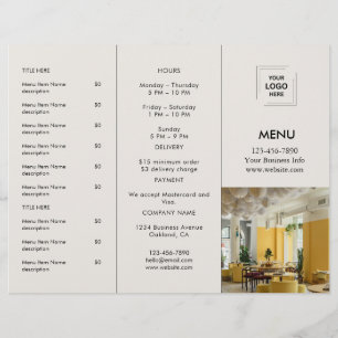 Gray Restaurant Photo Logo Takeout Menu Design