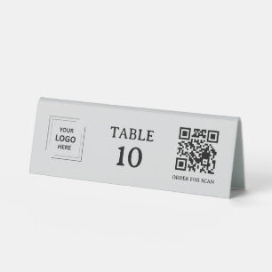 Gray Restaurant Table Number QR Code Scan to Order Tent