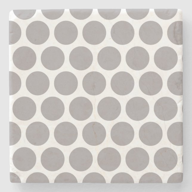 Gray Retro Colorful Modern Polka Dots Stone Coaster (Front)