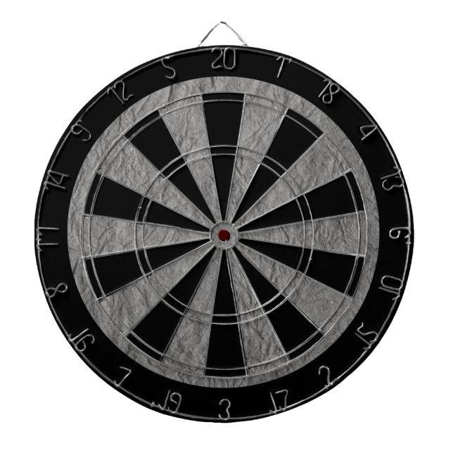 Gray Retro Crumpled Paper Dartboard With Darts (Front)