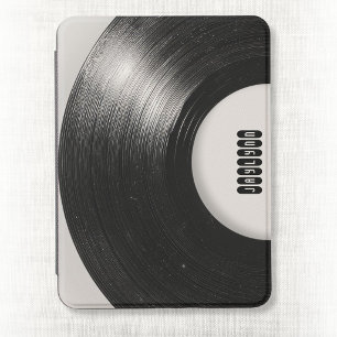 Gray Retro Vinyl Record Custom Name Kindle Cover