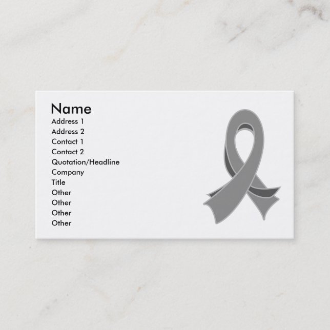 Gray Ribbon Awareness Stylish Business Card (Front)