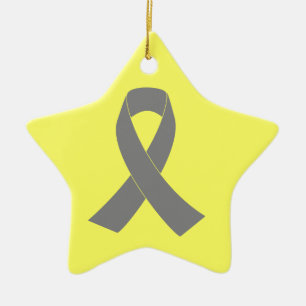 Gray Ribbon Awareness - Zombie, Brain Cancer Ceramic Ornament