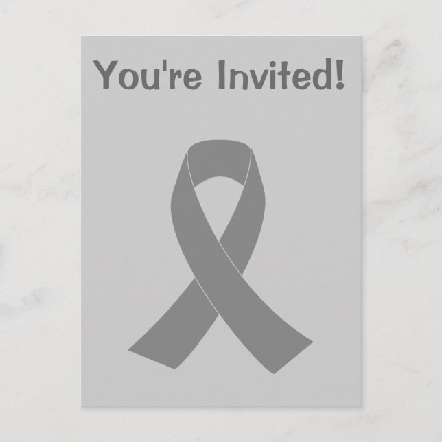 Gray Ribbon Awareness - Zombie, Brain Cancer Invitation Postcard (Front)
