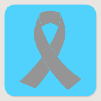 Gray Ribbon Awareness - Zombie, Brain Cancer Square Sticker