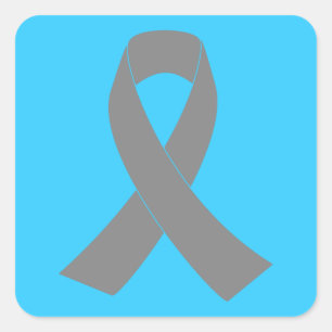 Gray Ribbon Awareness - Zombie, Brain Cancer Square Sticker